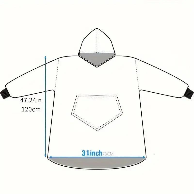 Women Oversized Hoodie Blanket Top, Super Soft Reversible Fleece Long Sleeve Pullover, Casual Hooded Sweatshirt with Kangaroo Pocket, Machine Washable Cozy Bohemian Wear for Daily Outdoor Leisure & Warm Christmas Gift