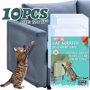 Cat Scratch Deterrent Sheets, 10 Pack 12 x17'' Cat Training Sheets, Clear Double Sided Anti Cat Scratch Furniture Protector from Cats, Cat Scratch Sheets for Furniture, Couch, Sofa, Chair and Door