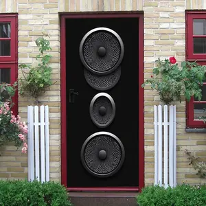 2pcs Modern Minimalist Stereo Speaker Wall Stickers Creative Living Room Entrance Bedroom Background Wall Decor Self Adhesive Waterproof Removable PVC Material Home Music Theme Art Decals Collage Self-A
