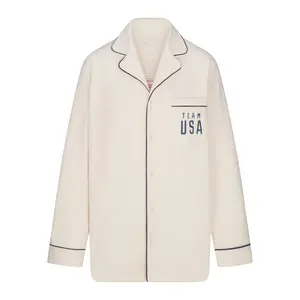 SKIMS FOR TEAM USA FLEECE UNISEX OLYMPIC OVERSIZED SLEEP TOP | ECRU