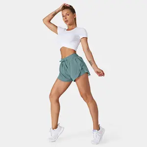 Halara Drawstring Contrast Mesh Dolphin 2-in-1 Shorts