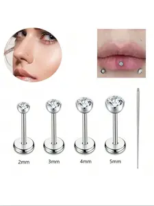 5pcs Cup Nose Stud Set & 1 Barbell Pin, Unisex Titanium Lip Piercing Jewelry, Nose Ring Jewelry, Ear Cartilage Tragus Conch Design, Daily Wear Party Gift
