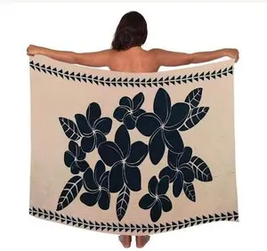 2 YARDS HAWAIIAN PRINT RAYON SARONG - Nude Tribal Plumeria