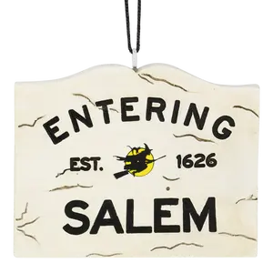 Tree Buddees Salem Sign with Witch Halloween Ornament - Hand-Painted Quality Resin 3 x 2.5 Inches, Gift Decor for Spooky Home