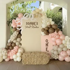 177 Pcs Cowgirl Balloon Arch Kit Pink, Brown, Ivory & Sand Balloons with Bow Ribbons for Party