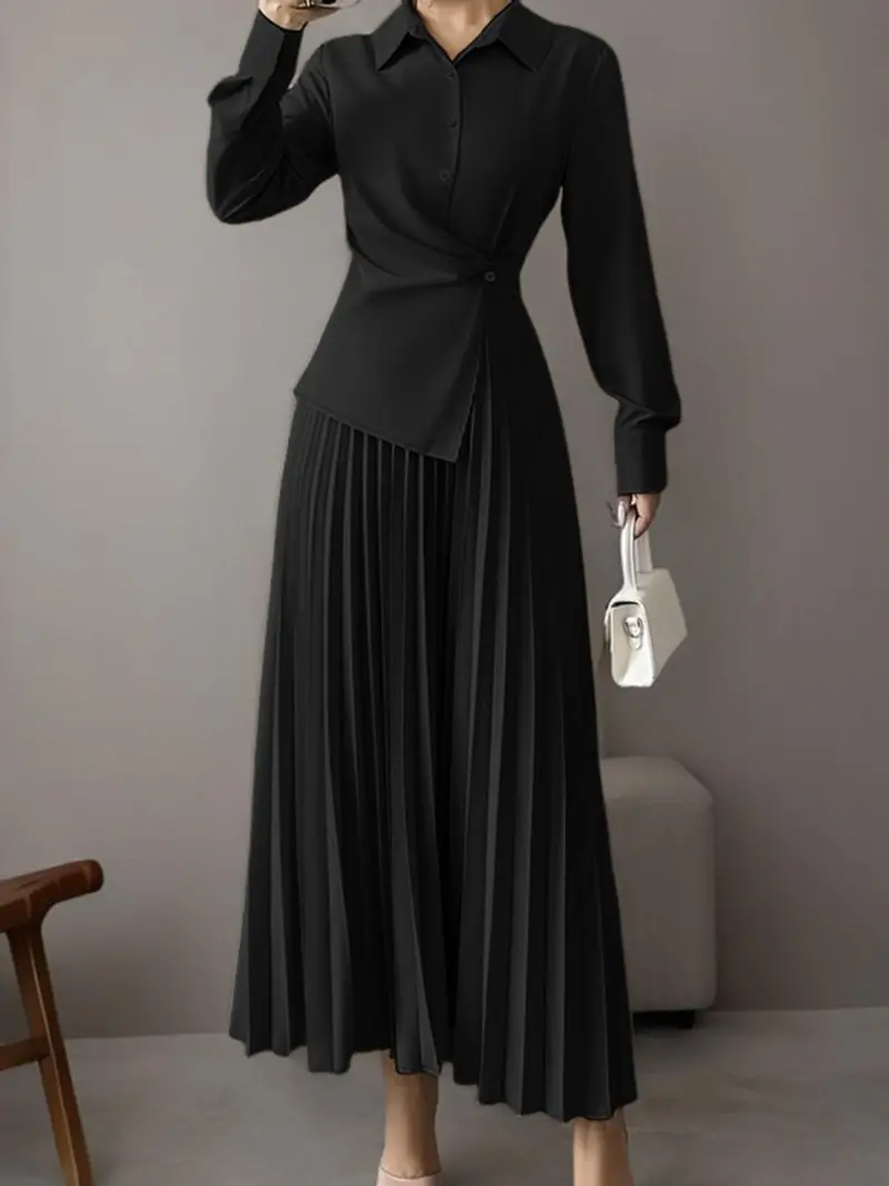 plain long black dress with sleeves Unforgotten