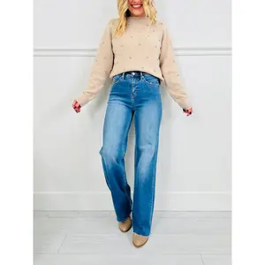 Go Into Detail Tummy Control Wide Leg Jeans