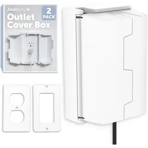 Outlet Cover Box for Child Safety 2 Pack, Duplex & Decorator Electrical Outlet Plates with Concealed Access Buttons and Spacious Compartment
