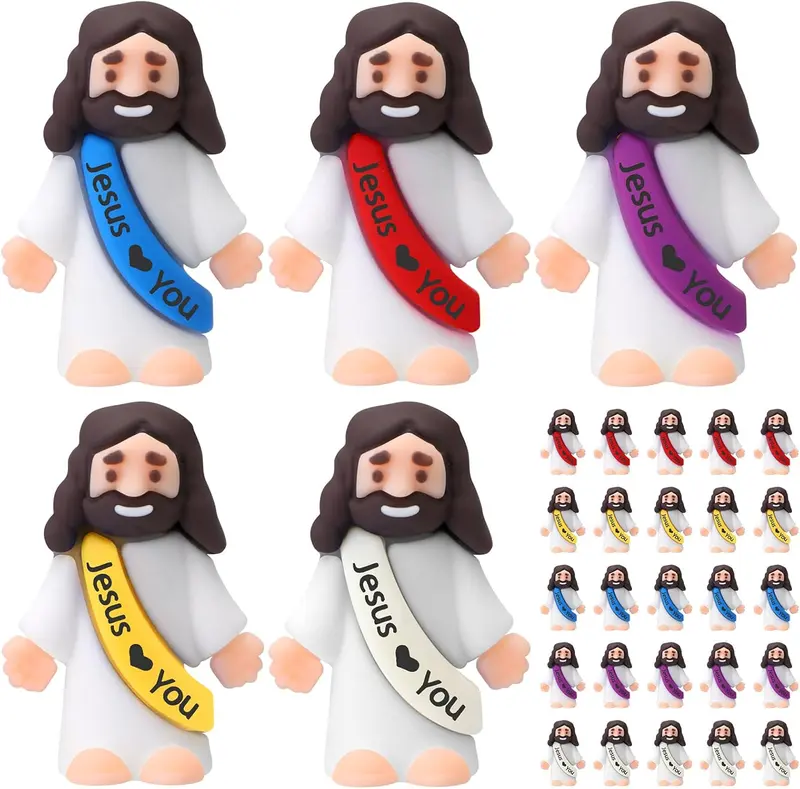 80/160pcs Mini Jesus Figures Original Design Decor Easter EggStuffers - Cute Jesus Ornaments Toys Easter