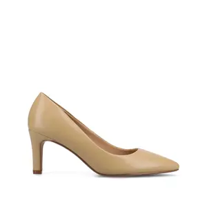 SCYLEE STILETTO PUMP HEELS IN VEGAN LEATHER - Tan PU