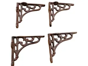 4 Antique Style Shelf Brackets Wall Moun Cast Iron Corbels SMALL 3 1/2" X 4 1/8"