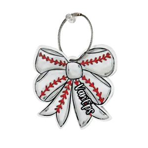 Personalized Baseball Bow Bag Tag with Name for Backpack Sports Bag - Custom Kids Acrylic ID