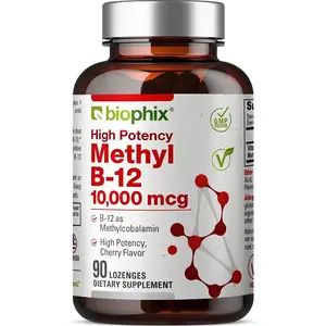 Biophix Methyl B-12 Extra Strength 10000 mcg 90 Vegan Lozenges Cherry Flavor High Potency Healthcare Vitamin Natural Dietary Supplement