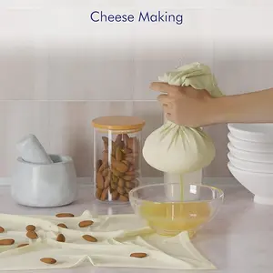 3 PCS Cheese Cloth Bag for Straining, 14x14 Inch Nut Milk Bags, Cheese Cloth for Straining Craft, 100% Cotton Unbleached Muslin Cloth Strainer for Cooking, Baking, Juicing, Cheese Making