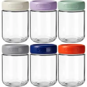 6 Pack 16oz Glass Jars with , Overnight Oats Containers with , Yogurt Jars for  Pudding Salad Cereal Coffee Seed Kimchi Jam Spices