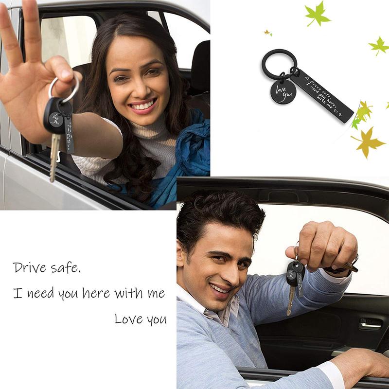 Drive Safe Keychain I Love You I Need You Here With Me Keychain Christmas Gifts for Boyfriend Husband Dad