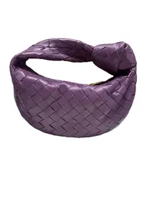 Pre-owned Bottega Intrecciato leather top handle bag Veneta Mini Jodie Hobo Bag Purple Top Handle Compact & Elegant with Gold Tone Hardware