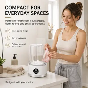 Pure Nova 1L Portable Mini Folding Compact Washing Machine - Convenient, Easy-to-Carry, Easy-to-Operate for Travel, Dorm Use - Ideal for Underwear, Socks, Small Clothes