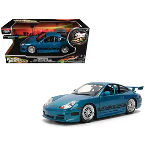 Porsche 911 GT3 RS (996) Blue Color Brush Finish "Fast Five" (2011) "25 Years of Fast & Furious" 1/24 Diecast Model Car by Jada