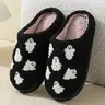 Unisex Winter Halloween Cartoon Pumpkin Pattern Memory Foam Fabric Slippers - Snug Fit, Soft, Warm, Breathable, Fashion Casual Indoor Footwear for Halloween Costume Parties