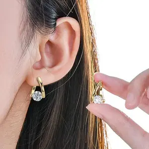 New Fashion Irregular Gold Plate Geometric Triangle Huggie Earrings Luxury Crystal Zircon Stud Earrings for Women