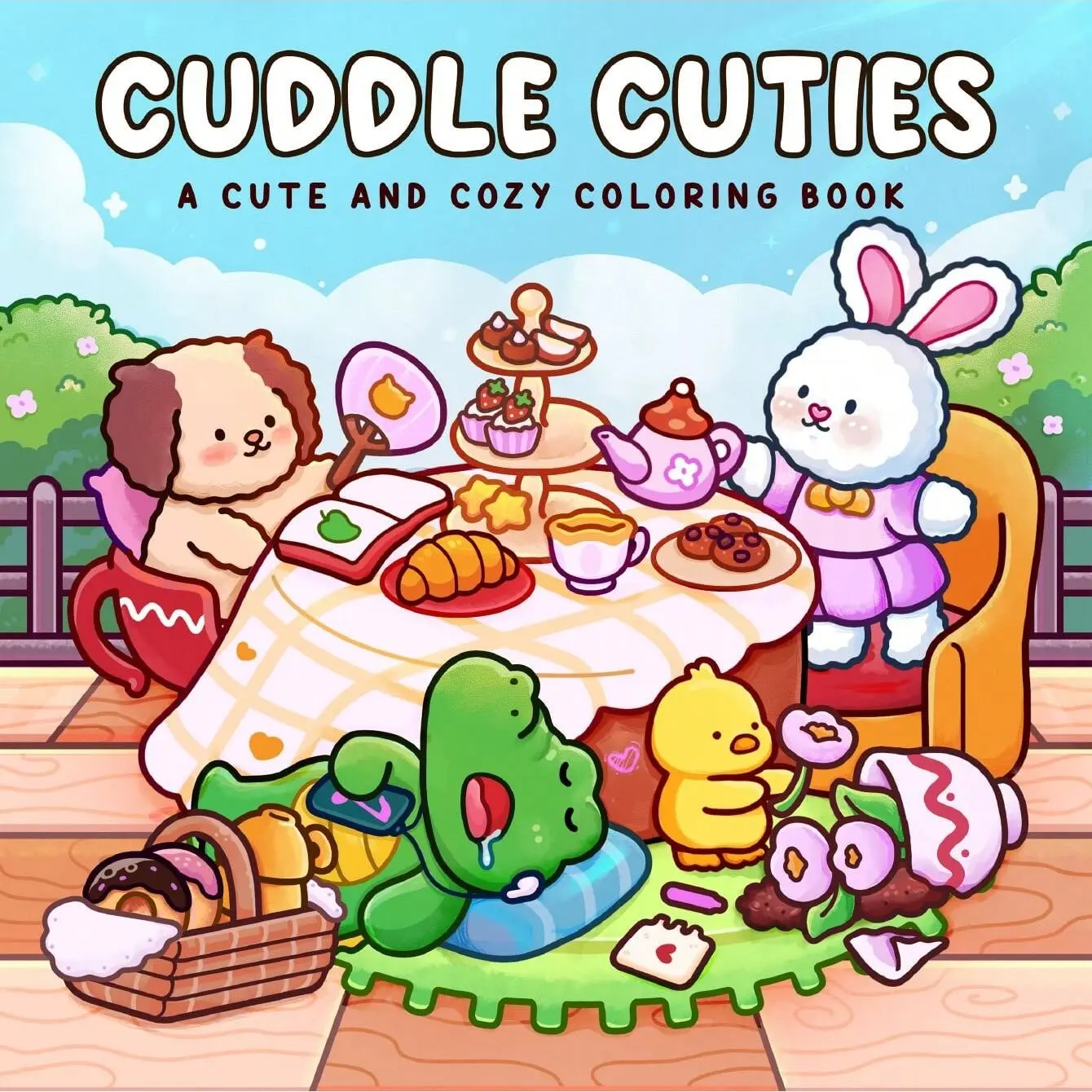 1pc CUDDLE CUTIES coloring book For Adults And Kids, Therapeutic Coloring, Adorable Characters, Simple And Big Designs For Relaxat, No Bleed Paper, zero foundation drawing to relieve stress, Christmas gift, Back to school gifts