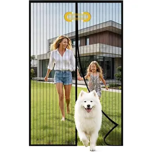 Screen Door 38 x 83 Inch, Fits Door Opening Up to 36 x 82 Inch, 32- Center Closure with Weighted Rod Bottom, Heavy-Duty Mesh Hands Free Self-Closing, Pet Friendly, Easy Install