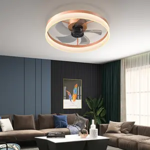 19.7" Ultra-Thin Smart Flush Mount Ceiling Fan with Light | APP & Remote Control | Dimmable LED | Low Ceiling Bedroom & Living Room Lighting