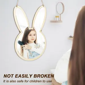 1pc Acrylic Baby Room Mirror with Easter Bunny Design, Cute Non-Glass Wall Art, Shatterproof Hanging Wall Mounted Mirror Decoration