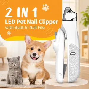LED Light Pet Nail Trimmer, 2-in-1 Dog Cat Clipper for Light Nails, Easy At-Home Paw Grooming Tool for Cats, Puppies & Small Dogs