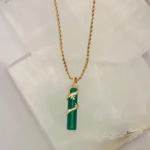 WISE DRAGON GREEN JADE necklace