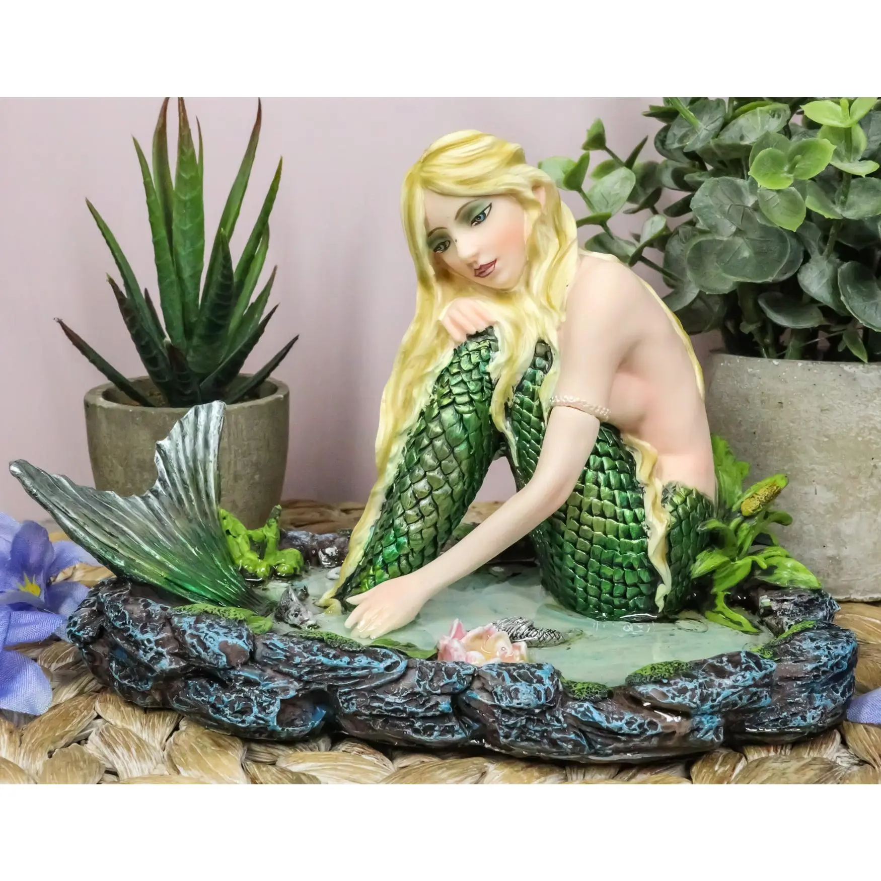 Ebros Young Maiden Mermaid by The Lagoon Statue Nautical Mermaid Figurine 7.25"W