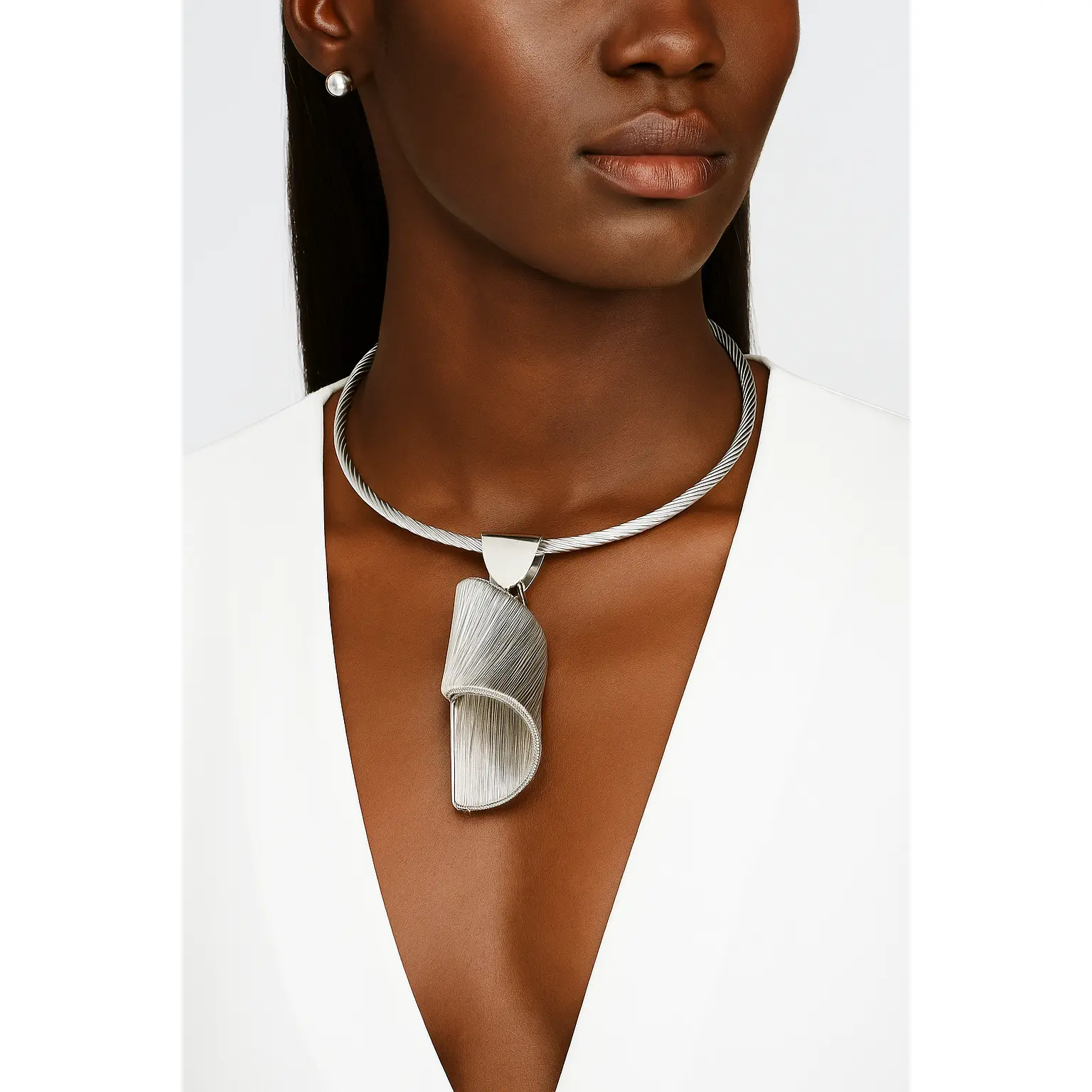 Oversized Metal Wire Swirl Statement Necklace