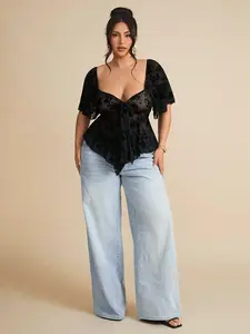 SHEIN BAE Plus Size Gothic Style Square Neck Long Sleeve Dress – Elegant Vintage Party Dress For Women