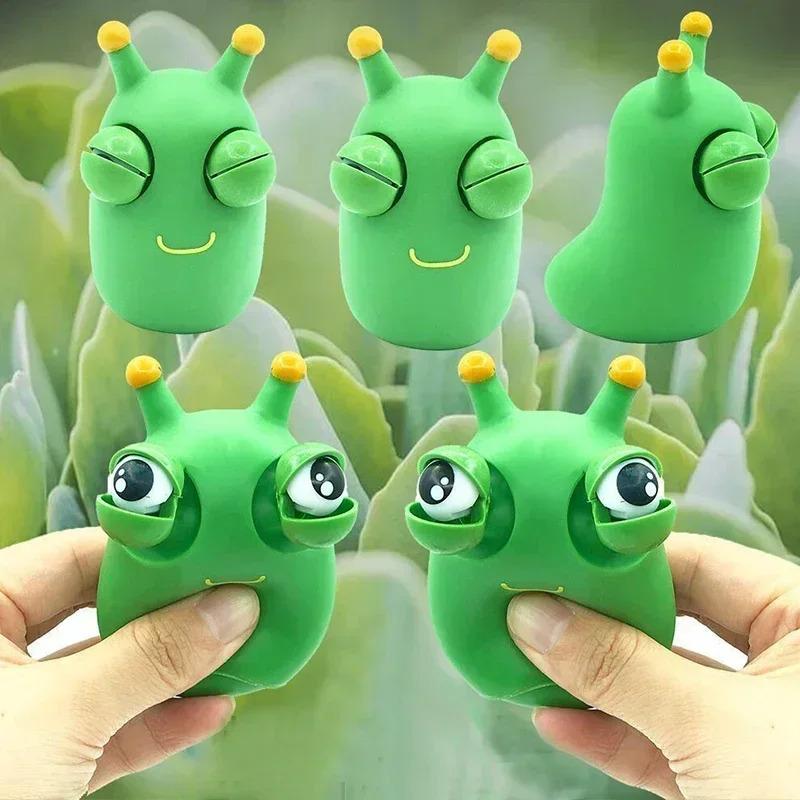 Funny Grass Worm Pinch Toy Panda  Stress Relief Fidget Decompression Toy  Eyes Squeeze Toys Relieve Anxiety Stress Relief Slug