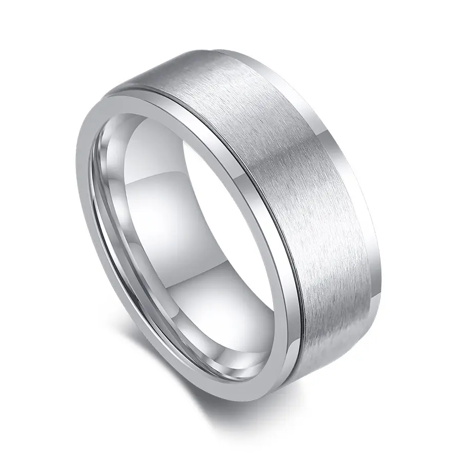 OIDEA Fidget Rings for Men, Bold Polished Stainless Steel Spinner Band - Engravable Anxiety Relief Jewelry, Personalized Gift Ideas, Anxiety Relief Products, Hypoallergenic, Bold Look, Engraveable