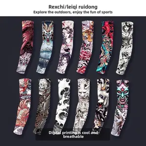 Leitch Tattoo Sleeves Summer Ice Silk Sun Protection UV Protection Seamless Sweat Absorption Breathable Sleeves for Outdoor Enthusiasts with Digital Printing Technology