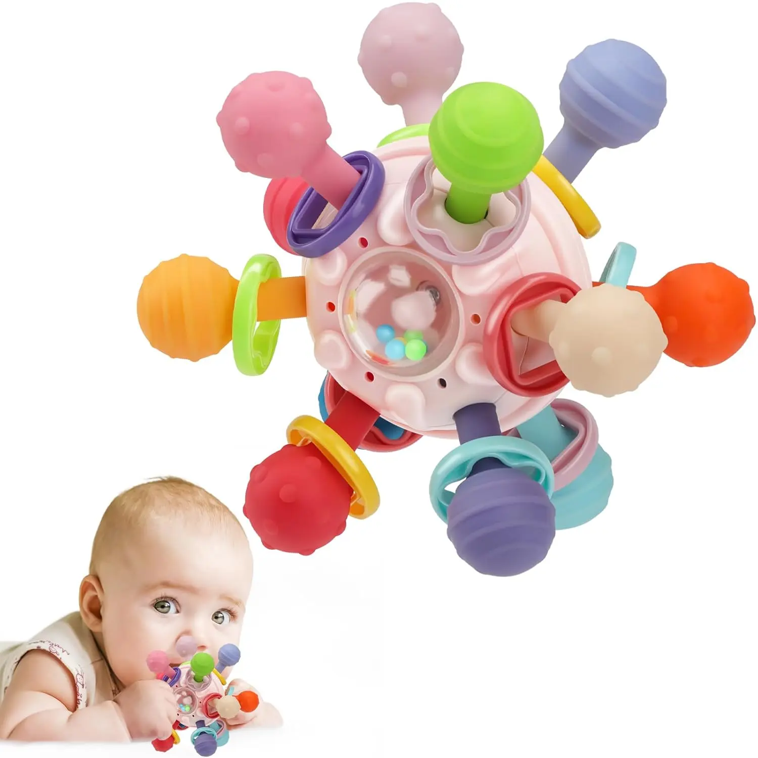 Baby Montessori Sensory Toys for 0-6 6-12 Months, Baby Teether Teething Toys for Babies 0 3 6 9 12 18 Months, Newborn Infant Learning Developmental...