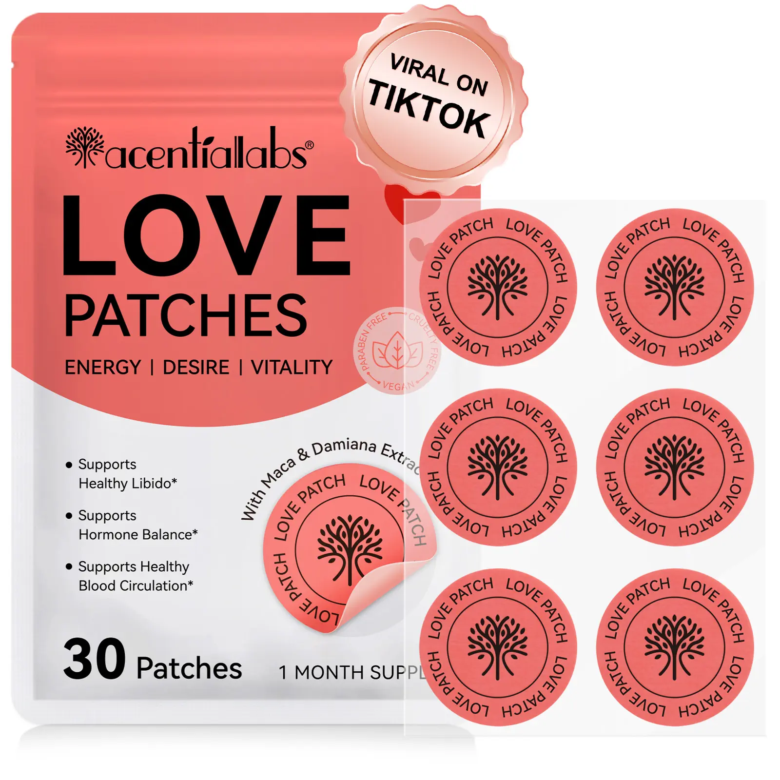 (Premium Collection) acentiallabs Love Patches 30p Gentle on skin with no discomfort upon application. Simply press on to wear. Stays securely in place during daily activities, workouts, and showers.