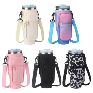 Outdoor Adventures Water Bottle Carrier with Phone Pouch - Ideal for Camping and Hiking - Adjustable Strap - Fits Stanley 40 oz Cup -(Mugs Not Included, Case Only) Drinkware Accessories Tumbler