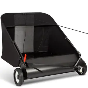52" Tow-Behind Yard Sweeper for Leaves & Debris, 26 cu.ft Hopper, Adjustable Height — Ideal for Fall Cleanup & Halloween Gift Idea, Black Friday Deal