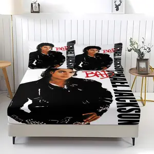 3-Piece Michael Jackson Pattern Bed Sheet Set, Soft And Durable Unique Pattern Decorative Bedding Set, Including 1 Bed Sheet And 2 Pillowcases, Suitable For Children And Adults Daily Holiday Birthday Gifts Bedroom Decorations