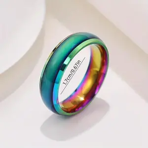 Vibrant Mood Ring - Stainless Steel Thermal Discoloration Design with Multi-Color Options, Adjustable Fit for Men and Women, Perfect Accessory for Daily Outfits and Special Occasions