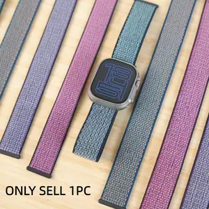 Random Color Nylon Strap Compatible with Apple Watch, Size 38mm-49mm, Breathable Soft Sport Band for Iwatch Series 10/9/8/7/6/5/4/3/2/1/se, Smart Watch Accessories