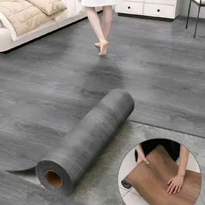 Peel & Stick Vinyl Flooring Roll 300CM/118" – Self Adhesive Wood Grain Plank look, Waterproof DIY Floor Covering (Gray, Brown, Light Grey)