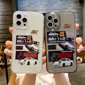 L-Initial D Racing car comics Phone Case For iPhone 16 13 11 12 14 15 Pro Max Plus Shockproof Soft Clear Back Cover Premium Phone Case deals for you