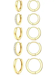 Small Gold Hoop Earrings for Women Hypoallergenic Earrings for Sensitive Ears Non Tarnish 14K Gold Plated Huggie Hoops Stacking Set Cartilage Earring Stacks Set for Multiple Piercing Jewelry