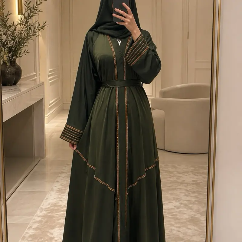 #27 Dubai luxury 1-piece abaya with matching hijab and belt, Modest Fashion, Abaya Fashion