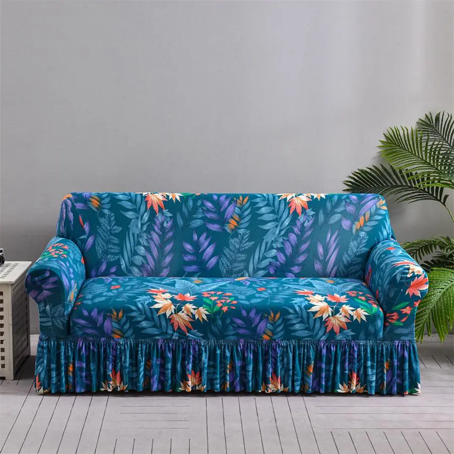 Floral Print Sofa Couch Covers, 1 Count Exquisite Elastic Sofa Slipcover, Stretchable Sofa Cover, Decorative Sofa Cover, Dustproof Couch Cover for Home Living Room Decor, Universal Sofa Protector