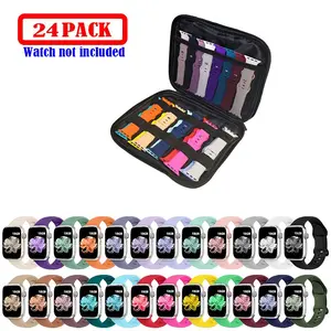 24-Pack Apple Watch Sport Bands, Silicone Waterproof Straps for 38mm-49mm, Compatible with Iwatch Series 11-Se, Unisex, Includes Storage Box